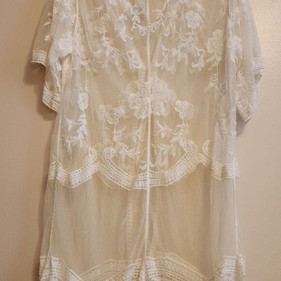 Francesca's White Embroidered Lace Bohemian Duster Nwt - Picture 11 of 13